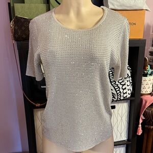 Beige Silver Women's Top